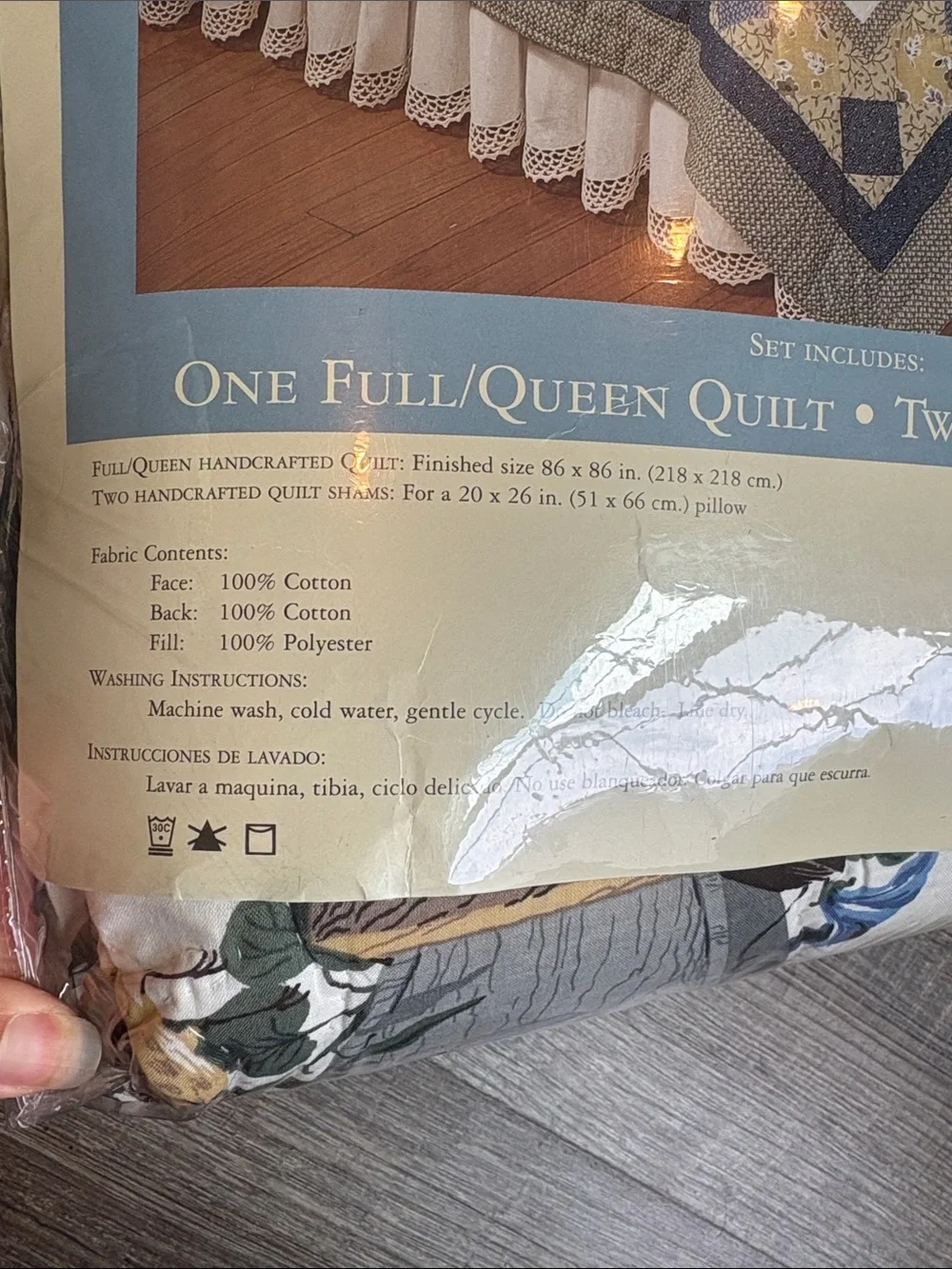 Vintage Sears Hand Crafted Patchwork Birdhouse Quilt Set Full/Queen NEW